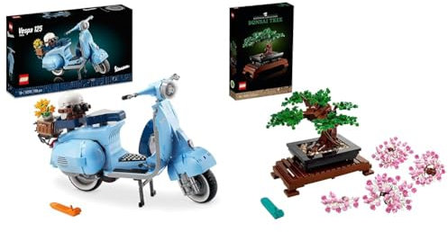 LEGO 10298 Icons Vespa 125 Scooter & 10281 Icons Bonsai Tree Set for Adults, Plants Home Décor DIY Projects, Relaxing Creative Activity Gift Idea, Botanical Collection