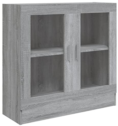 vidaXL Vitrina Aparador Mueble Estantería Almacenamiento Sala Estar Salón Adorno Decoración Habitación Hogar Madera Contrachapada Gris Sonoma