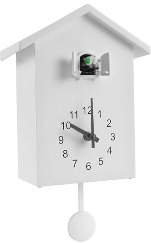 Horloge Coucou avec Oiseau Travail Minimaliste 7,9x3,5x9.8 Horloge Coucou Moderne Suspendue/Pendule Debout Horloge Murale pour Le Bureau à Domicile du Bureau Mural