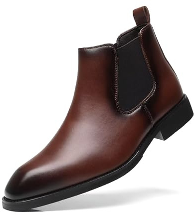 SANNAX scarpe da uomo Chelsea boots Stivaletti vintage alla moda Business high-top casual da uomo Mocassini formali, marrone 1, EU 42