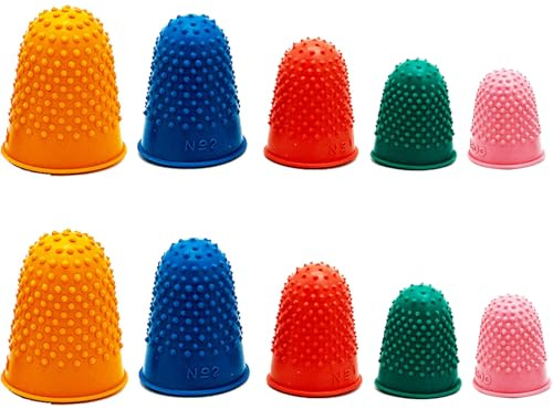 Gummi finger fingerborgar 5 olika storlekar färger fingerskydd skydd kontor återanvändbara fingerskydd fingerdynor grepp för pappersarbete skärning broderi pengaräkning hantverk (10)
