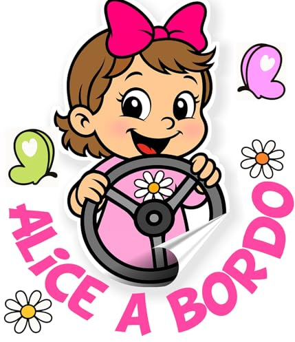 STICKEREDO Bimbo bimba bebè bambino bambina a bordo adesivo auto macchina personalizzato con qualsiasi nome colorato, baby on board. APPLICAZIONE ESTERNO AUTO