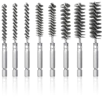 Juego de 8 cepillos de alambre de acero inoxidable para limpieza, cepillos de alambre de alambre, cepillo de alambre para taladro con mango hexagonal de 1/4 pulgadas para herramientas de pulido de