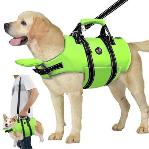 Dogcheer Dog Life Jacket with Back Zipper, High Buoyancy Puppy Swimming Vest, Dog Life Vest for Boating, Reflective Pet Floating Swim Vest PFD for Small Medium Large Dogs-Green,S
