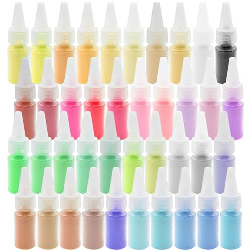 Woohome Art Kit, Bricolage en Sable, Set de Décoration de Fête de Mariage avec Vase Coloré en Verre et Sable de Scène (40 Couleurs, 1kg)