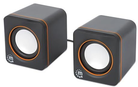 Manhattan Stereo-2.0-Lautsprecher für PC oder Laptop, USB-Eingang und Stromversorgung, 1 Paire, Plug&Play Schwarz/Orange 102698
