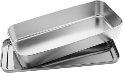 MUCKLILY Teglia Da Forno in Acciaio Con Teglia Rettangolare Per Dolci Per Torte e Conservazione Alimenti Facile Da Pulire