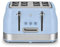 Swan ST19029BLU Retro 4 Slice Toaster, 7 Browning Levels, Removable Crumb Trays, Defrost, Reheat and Cancel Functions, Hidden Cord Storage, Non-Slip Feet, 1860W, Blue