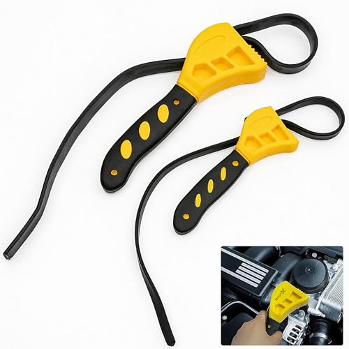 SavvyFIX 2-Pack Adjustable Rubber Strap Wrench Set – 25.20 & 20.48 Heavy-Duty Strap Wrench for Oil Filter, Jar Opener, Water Filter, Plumbing, Sink, Faucet – Non-Slip Multipurpose Wrench Tool