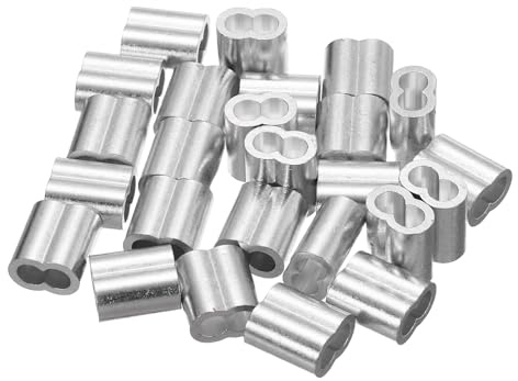 QUARKZMAN 25 Stück 15x13x9mm Seilklemmen 4,7mm Innenbreit, Achtform Crimphülsen Aluminium Hülsen 9,4mm Innenlang für 4mm Durch. Drahtseil Kabel Expanderseil Planenseil Gummiseil, Silber