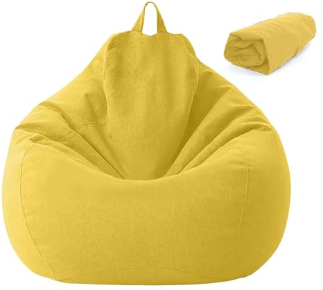 Yunlaishaocer Puf para niños y Adultos, 100 x 120 cm, Funda sin Relleno, para Sacos de Frijoles con Cremallera, a Prueba de Polvo, no para Oficina, Dormitorio, terraza, salón (Amarillo, XL)