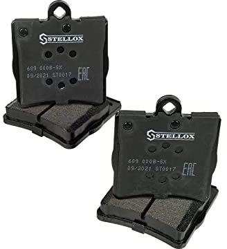 STELLOX 689 000B-SX Bremsbelagsatz, Scheibenbremse (4 Stücke) – mit Anti-Quietsch-Platte – ECE-R90 Zertifizierung – vier Bremsbeläge pro Set – Für PKW