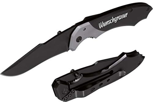 Taschenmesser mit Gravur als Geschenk & Wunschsymbolen, Klappmesser mit Gravur - Sicherung und Befestigungsclip, ergonomische Griffzone - Klinge aus rostfreiem AISI 420 Stahl