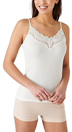 Damart Caraco Encolure Dentelle sous-vêtement, Blanc Naturel, XXL Femme