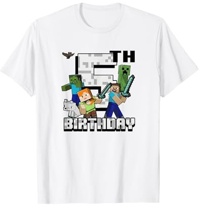 Minecraft Group Shot Happy 5th Birthday T-Shirt