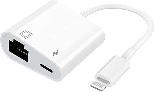 Adaptador Lightning a Ethernet 2 en 1 con certificación MFi de Apple para iPhone/iPad/iPod, soporta red Ethernet de 100 Mbps con puerto de carga, Plug and Play, compatible con todos los iOS
