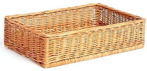 Brotkorb Weidenkorb geflochten 40x30x10 cm – Brötchenkorb Präsentationskorb für Bäckerei, Bäckereikorb aus Naturweide, lebensmittelecht