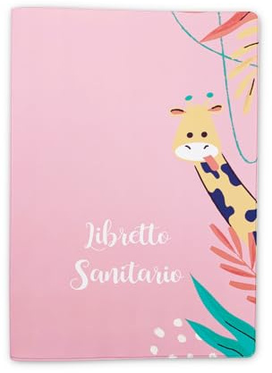 Nemau - Custodia Libretto Sanitario in Gomma Espansa – Per Neonato, Bambino o Adulto – Formato Universale – Fabbricazione Francese – Lavabile, Resistente, Pratica - Modello Giraffa Rosa