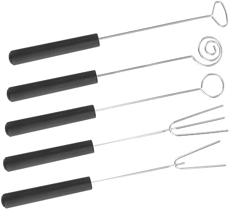 ABOOFAN 5pièces Fourchettes Acier Inoxydable Pour Chocolat Outils De Cuisine Pour Tremper Fruits Bonbons Et Gâteaux Deux Fourches Spirale Fourches Rond