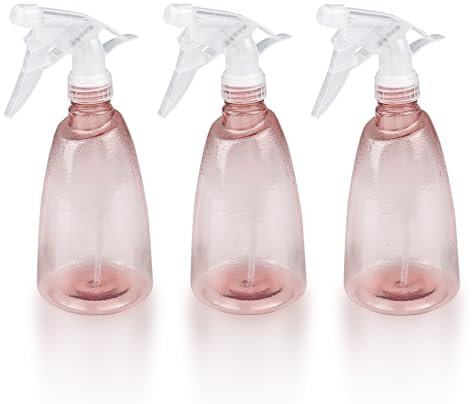 Gvolatee 3 Stk Zerstäuber Sprühflasche 500 ml, Nachfüllbar Sprühflaschen Leer, Transparent Spray Bottle, Kunststoff Sprüher Pflanzen, Professional Wassersprühflasche für Blumen, Haare, Reinigung