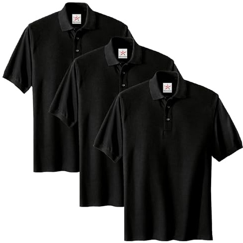3 Piece Premium Polo Black T-Shirt for Casual and Work Wear- Collared Neck 20 GSM Durable Quality Plain Polo t-Shirt