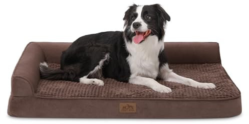 COZY KISS Orthopädisches Hundebett, 19cm Dicke Hundesofa für Mittelgroße Hunde, Grosse Hunde, Abnehmbar und Waschbar Hundecouch, rutschfeste Unterseite, Wasserdichtes Innenfutter, Braun,107x76x19cm