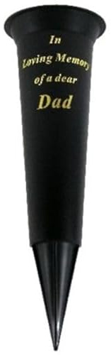 Jarrón especial para tumbas conmemorativas con pinchos en memoria amorosa, jarrón conmemorativo especial para tumbas, soporte de flores de cementerio de plástico con estaca, (2, papá)