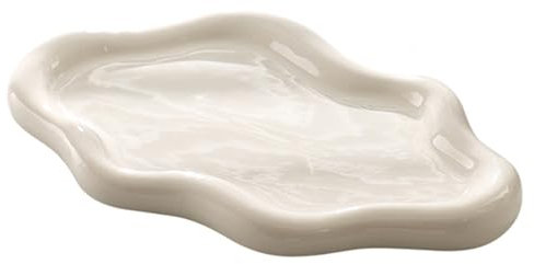 Bol à Bijoux, Plateau Bijoux Céramique Minimaliste, Minimaliste Plat à Bijoux, pour Bougies Parfums Boucles d’Oreilles Colliers Bagues Breloques Bonbons (Grand Nuage Blanc)