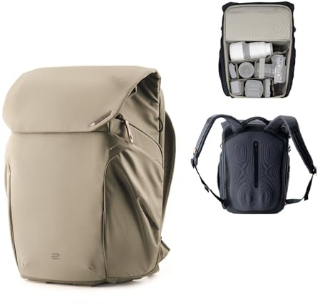 PGYTECH OneGo 2 Kamerarucksack 20L mit Laptop/iPad-Fach Wasserdichter Kamerarucksack für urbane & Reisefotografie – kompatibel mit Sony/Canon/Nikon/DSLR/SLR spiegellosen Kameras,Sand Khaki