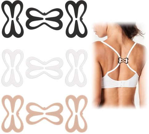 Xthrotsenk 9Pcs Bra Strap Clips for Racerback Anti-Slip Bra Clips to Make Racerback, Cross Back Clip Buckles for Conceal Straps (Clear, Black, Nude)