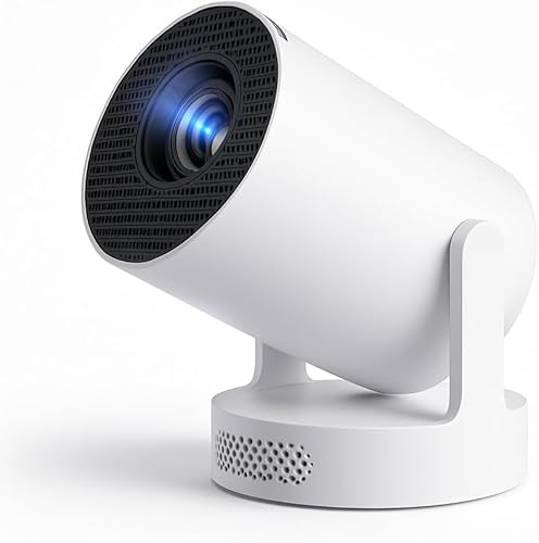 Smart miniprojektor med Android TV, WiFi Bluetooth, 1080P HD-stöd, automatisk nyckelsten, 180° flip, bärbar hemmabioprojektor för utomhusfilm, kompatibel med telefon/laptop/HDMI
