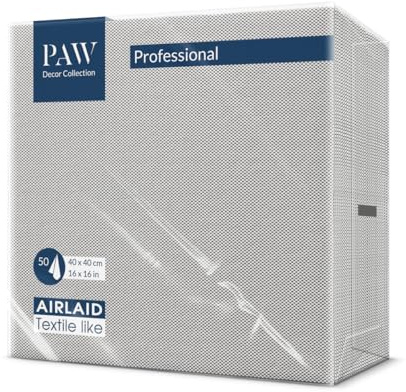 PAW - 50 Tovaglioli in Airlaid Effetto Tessuto (40x40 cm) | Tovaglioli Monouso di Alta Qualità e Assorbenti | Ideali per Matrimoni, Feste e Comunioni | Design In Tessuto Grafite
