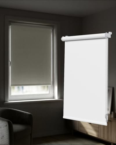 Victoria M. Tenebra Tenda a Rullo Oscurante, Montaggio con e senza Fori, Avvolgibile, Bianco, 70 cm x 220 cm (Larghezza x Altezza)