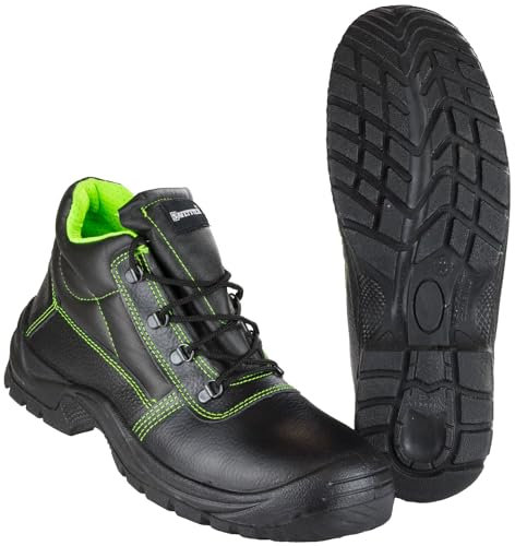 SAFETYTEX Sicherheitsschuhe S3 Stahlkappe Leder Arbeitsschuhe schwarz Schnürstiefel Halbschuhe leicht ergonomisch rutschhemmend, Schnürstiefel, 44