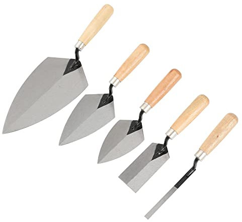 ZJNOTED 5 pieces Mason Set carbon steel wooden handle ，bricklaying trowel，pointing trowel，margin trowel