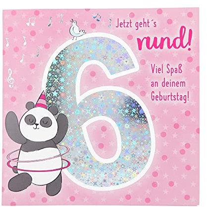 Depesche 11515-011 Zahlenkarte zum 6. Geburtstag mit Musik, veredelte Klappkarte mit originellem Innentext, inkl. Umschlag, Format 15,5 x 15,5 cm