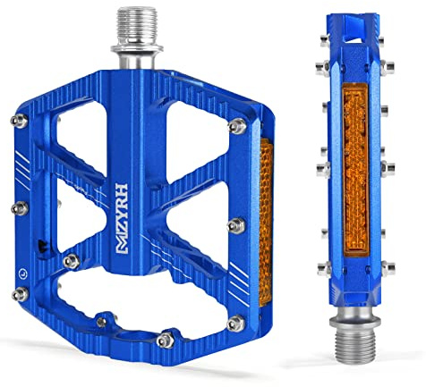 MZYRH Road/Mountain Bike Pedals,Bicycle Pedals with Reflectors,3 Bearings 9/16” Aluminum Alloy MTB Pedals Lightweight Platform for Road