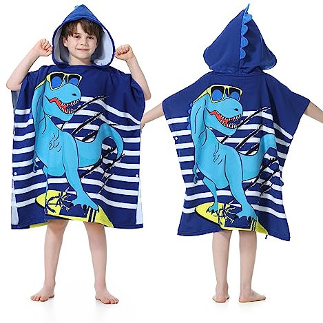 Mokani Niños Poncho de Baño y Playa, Microfibra Suave y Absorbente, Toalla con Capucha, 6-14 Años
