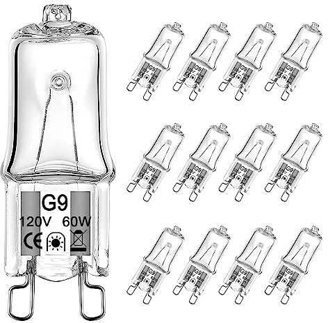 VITUNOV G9 Halogen Bulb 60 Watt 120V, Dimmable Long Lifetime, T4 JCD Type Light Bulbs 2 Pin Base, 2700K Warm White (12 Pack)