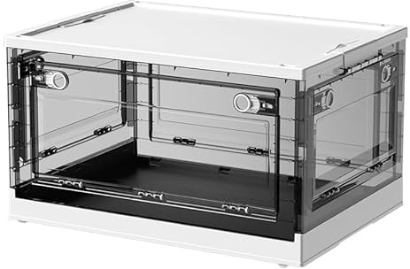 PAIDE P Caja Almacenaje Plástico Apilable, Caja Organizadora Plegable con Tapa y Puertas Abatibles para Almacenaje Juguetes y Ropa. Caja de Plastico con Ruedas. 88 L (1 Ud)