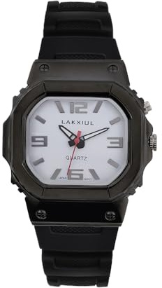 LAKXIUL Orologio parlante vocale inglese per non vedenti, ipovedenti o anziani, cassa nera, cinturino nero