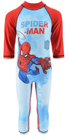 Marvel Spiderman Bañador para Niños, Traje de Baño Proteccion UV Conjunto de Una Pieza Natación, Camiseta y Pantalon de Baño, Tallas 3 a 8 Años (FR/ES, Edad, 4 años, Regular, Rojo)