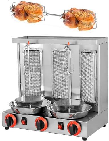 Vertikal Rotisserie Ugnsgrill Gas Broiler Maskin, Kommersiell Kött Broiler Stek, Bänkskiva Kebab Spis Roterande Roaster Bakmaskin 360° Roterbar
