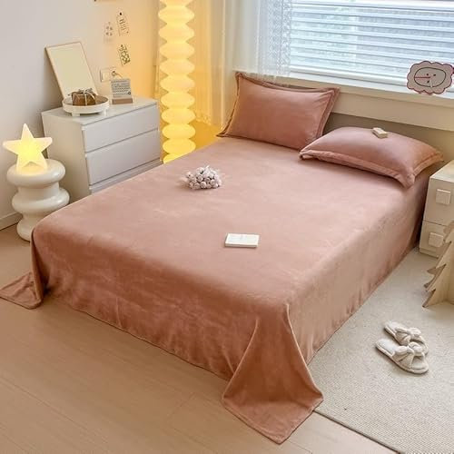 Verdicktes Bettlaken Aus Milchsamt Für Den Winter, Einfarbiges Bettlaken Aus Kristallsamt-Dunkelbraun-160X230 cm, Empfohlen Für 1,2 M Bett