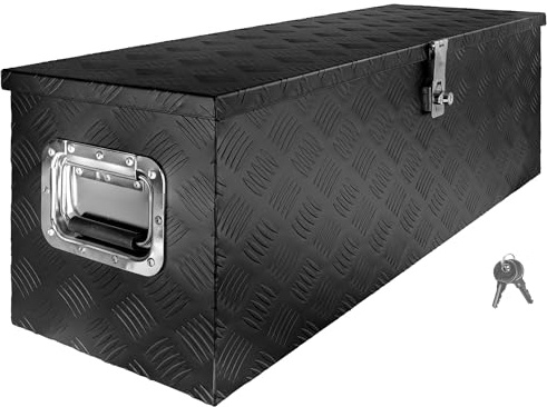 Trucky Scatola per Strumento Nero Cassetta degli attrezzi Cassone per camion Scatola di Alluminio Cassone per rimorchio con coperchio Chiudibile a chiave D100