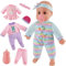 LINFUN KIDS Babypuppe mit Funktionen Weichkörperpuppe mit Schlafaugen und Schnuller Flasche Puppenzubehör mit 3 Kleidung Outfits Puppen Spielzeug Rollenspiel Geschenk für Jungen Mädchen ab 3 4 5 Jahre