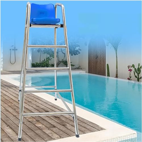 SAFWELAU Taburete Alto Escalera Silla del árbitro del Voleibol del Tenis, Silla Salvavidas Desmontable con Orificio y Gancho para Paraguas(180cm/70.8in/5.9ft Tall)