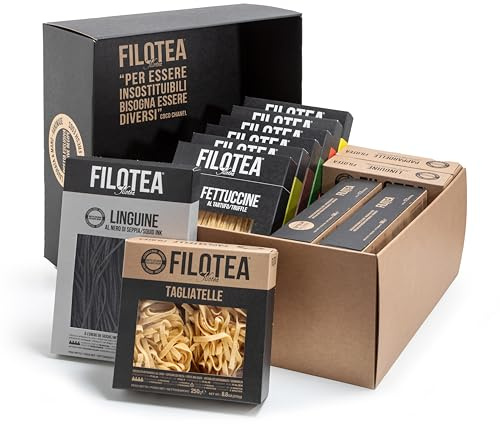 FILOTEA Box Degustazione NIDI MIX Pasta all'Uovo Artigianale, con Uova Fresche, Lavorata a Mano 100% Made in Italy, Assortimento 10 Confezioni, PACCO REGALO NATALE, Cesto Natalizio, Idea Regalo