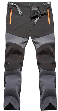 Wanderhose für Herren, wasserdichte Hose mit Reißverschlusstaschen, schwarz, Kampfhose für Herren, Arbeits- und Sicherheitshose, gerade, schnell trocknend, flexibel, vielseitig und schützend, grau,