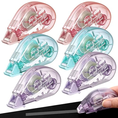 Zeawavsl Cinta Adhesiva De Doble Cara, Paquete De 6 Rodillos, 6 Mm X 6 M, Versátil Y Colorido, Ideal Para Manualidades Y Uso Diario
